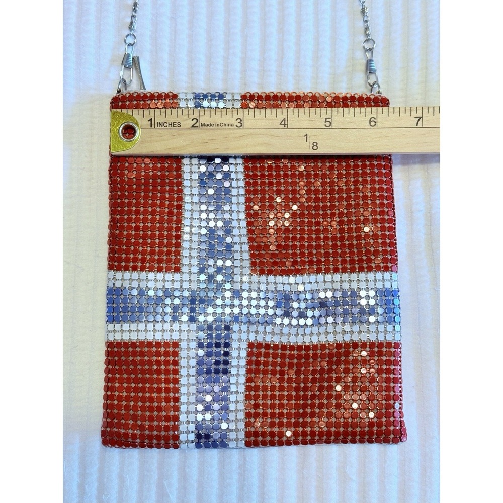 Laila the Essence of Norway Rhinestone Norwegian Flag Purse Bling Shiny - Picture 8 of 10